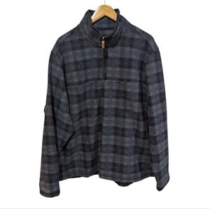 John Wayne Stock & Supply Quarter Zip Men's Blue Plaid Sweater Size XXL